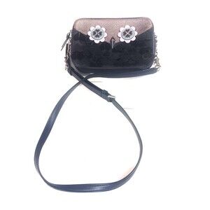 EUC KATE SPADE NEW YORK DOUBLE ZIP ZIBBI OWL CROSSBODY BAG PURSE NIGHTCAP SILVER